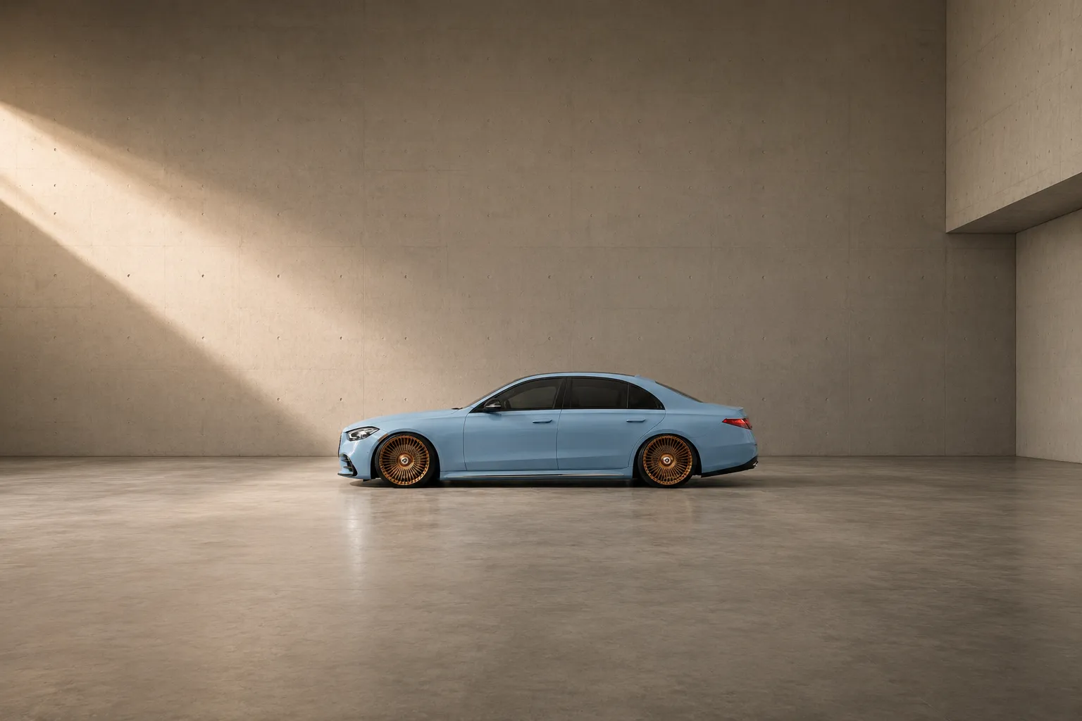 Luxury sedan on bronze forged Avant Garde wheels