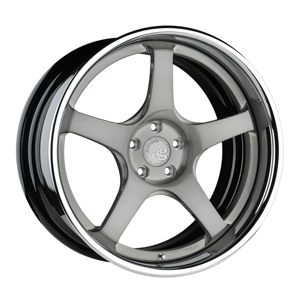 Brushed silver five-spoke forged wheel